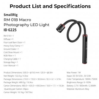 Lampa do makrofotografii SmallRig 6225 RM 01B
